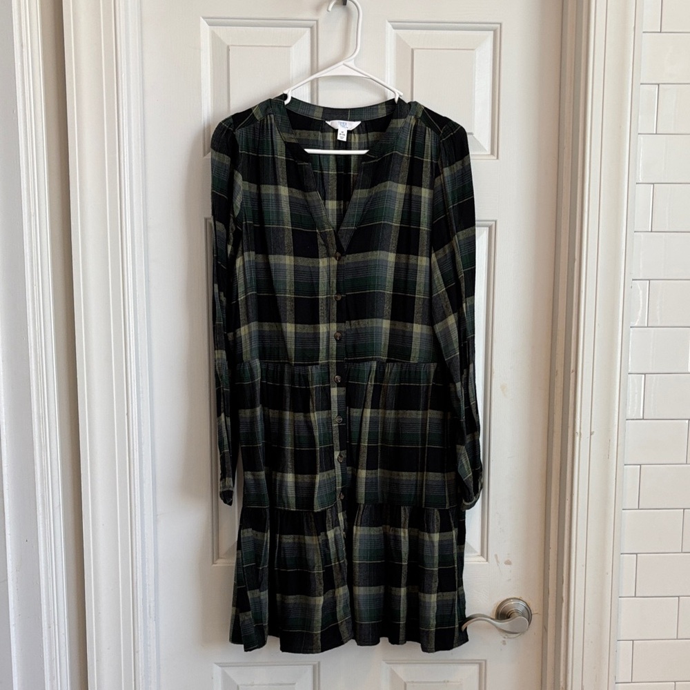 Universal Thread Green Plaid Long Sleeve Dress